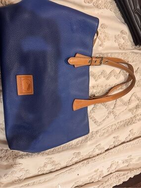 Dooney & Bourke Royal Blue Tote with Tan Leather Trim